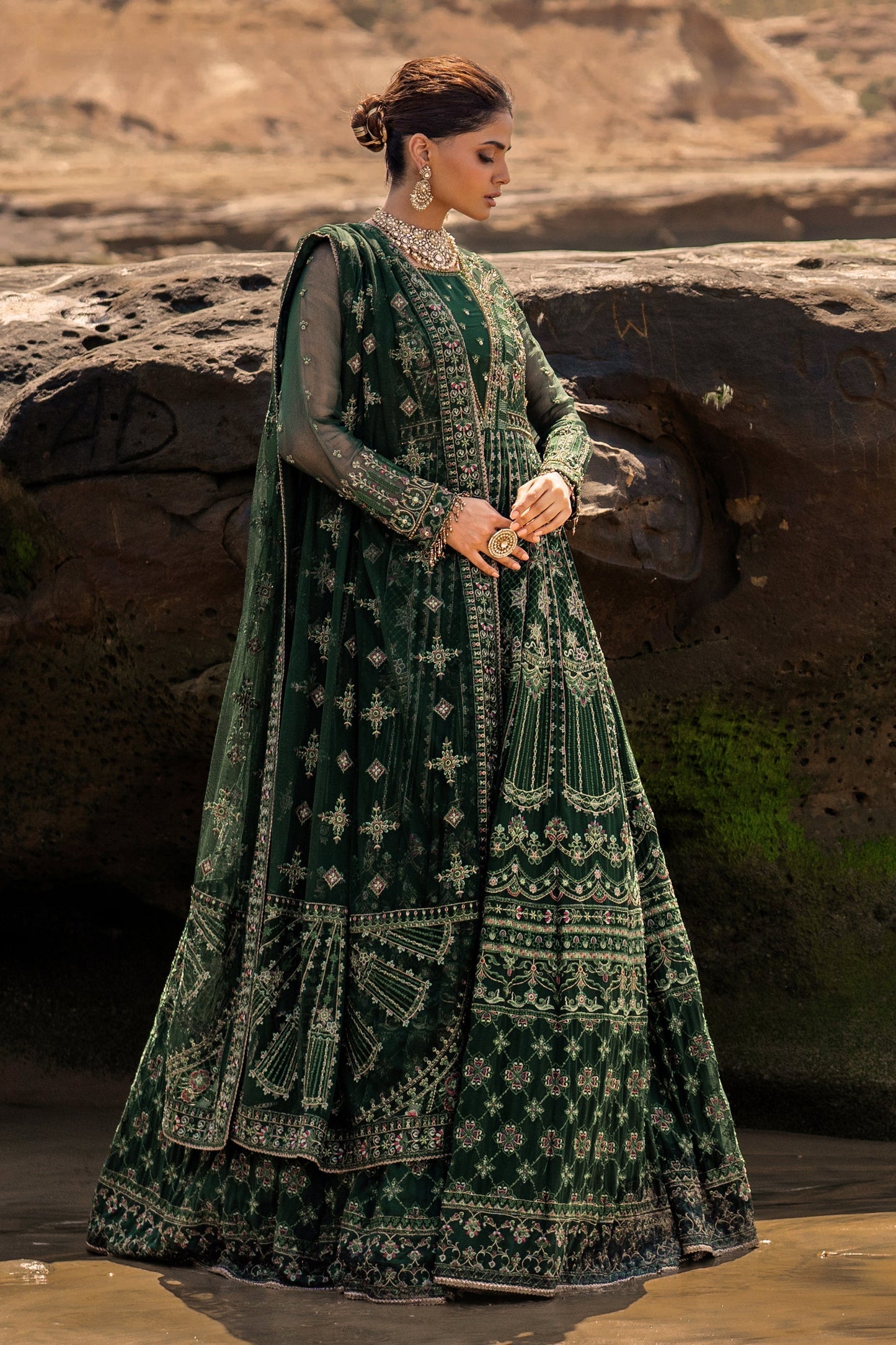 Naqshi | Sahil Kinaray | VERONICA M Emerald Green Crinkle
