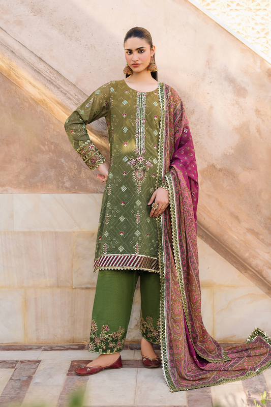 Iznik | Bandhani Formals | UE-329 XS Apple Green Chiffon