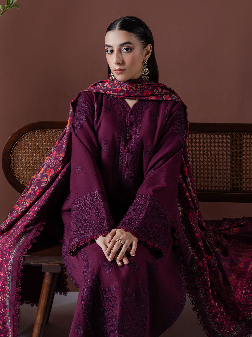 Faiza Faisal | Winter Edit 2024 | EMBER XL Plum Slub Khaddar