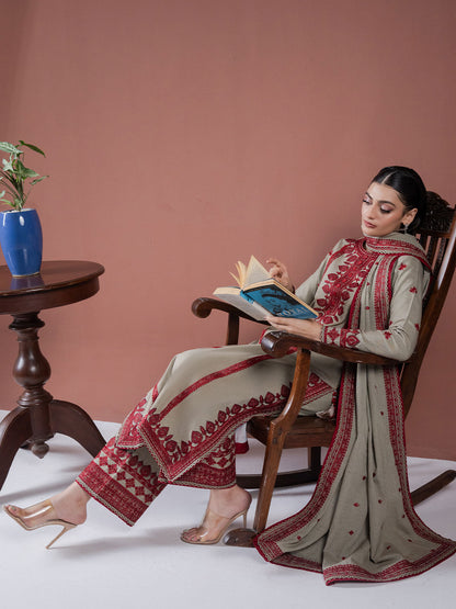 Faiza Faisal | Winter Edit 2024 | SAFFA Custom Size Olive Green Karandi