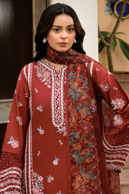 Farasha | Summer Weaves Embroidered Lawn | Russet Flames M Rust Lawn