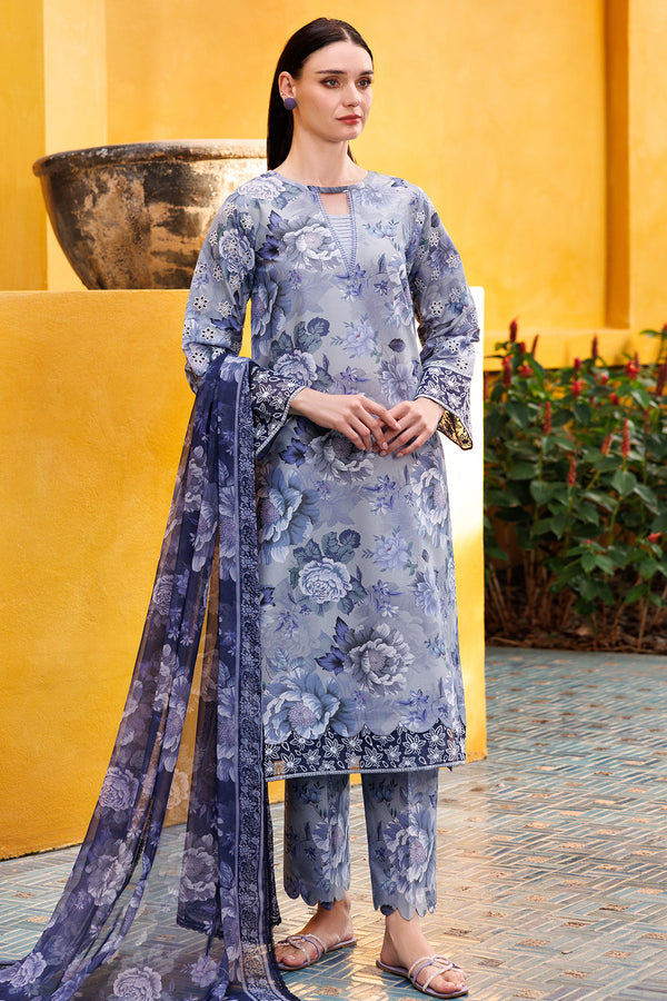 Farasha | Printed Essentials | Serene Haze XS Gray Lawn