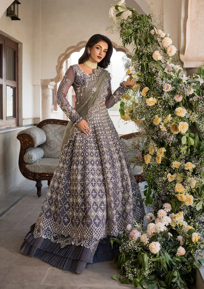 Elaf Premium | Formal Handwork Collection | EFH-02 NAZNEEN S Gray Organza