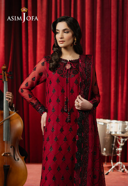 Asim Jofa | Premium Festive | AJPF-07 M Dust Red Chiffon