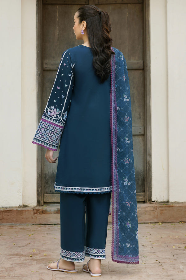 Farasha | Summer Weaves Embroidered Lawn | Blue Allure S Zinc Lawn