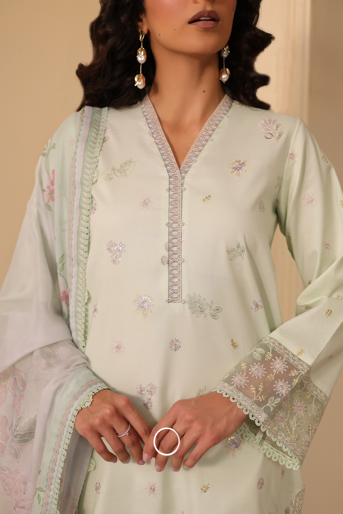 Seran | Nayab Eid Lawn | ABEER Custom Size Pastel Mint Lawn
