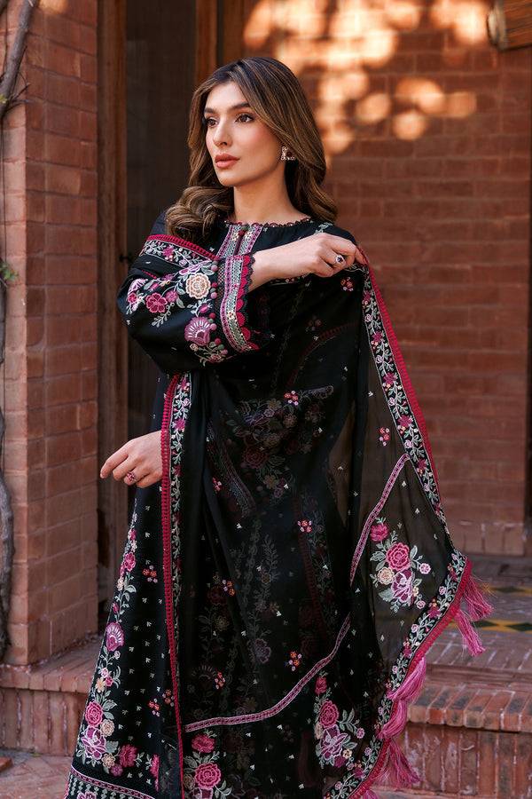 Farasha | Dastoor Embroidered Lawn SS24 | ORNATE NOIR - Pakistani Designer Dress - by Farasha | Type: Luxury - 100% Original at Saira Sultan
