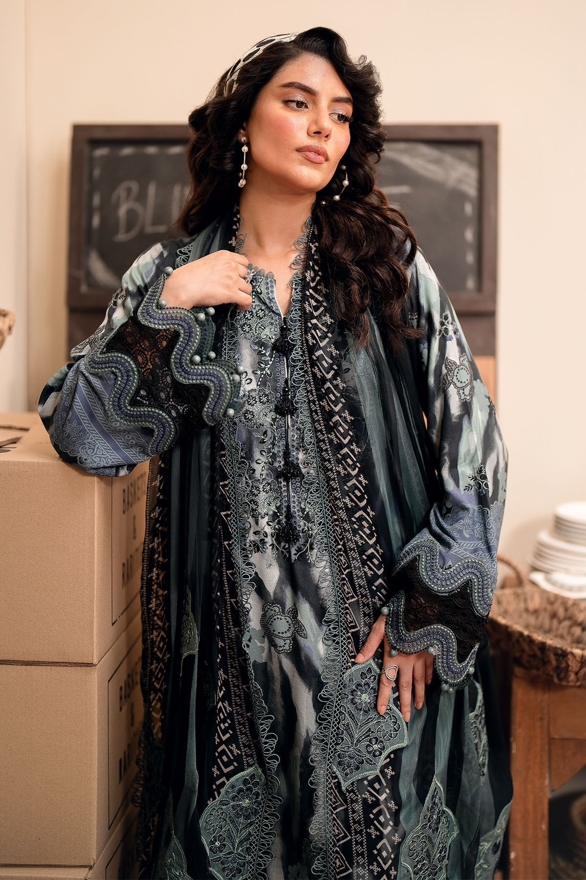 Nureh | Glam Girl Lawn | GL-24 L Gray Crepe