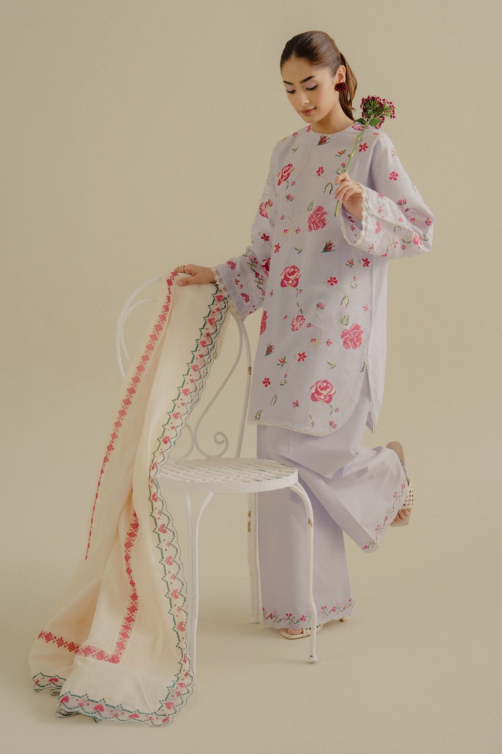 Zara Shahjahan | Coco Lawn 25 | Zufra-6B S Light Lavender Lawn