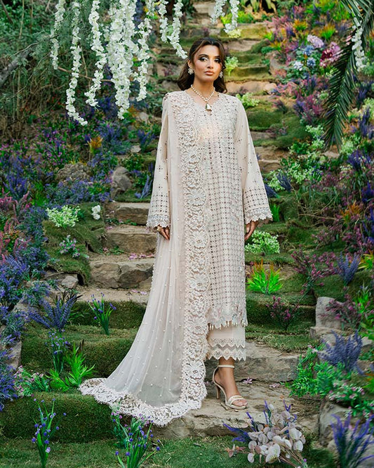 Zevk | Flora Festive Lawn | ASEEL XS Off White Lawn