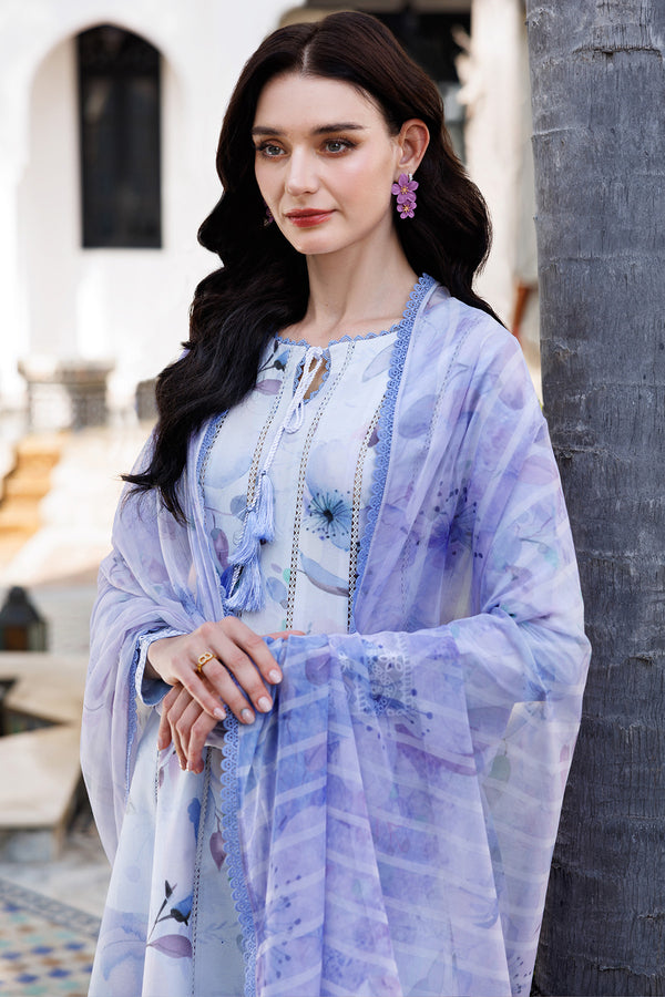 Farasha | Printed Essentials | Sky Breeze M LIight blue Grey Lawn