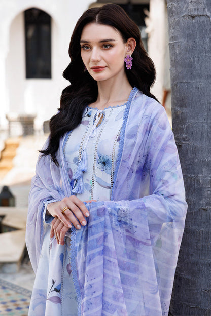 Farasha | Printed Essentials | Sky Breeze M LIight blue Grey Lawn