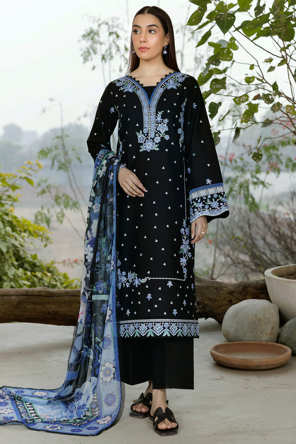 Farasha | Summer Weaves Embroidered Lawn | Ashen Light XS Black Lawn