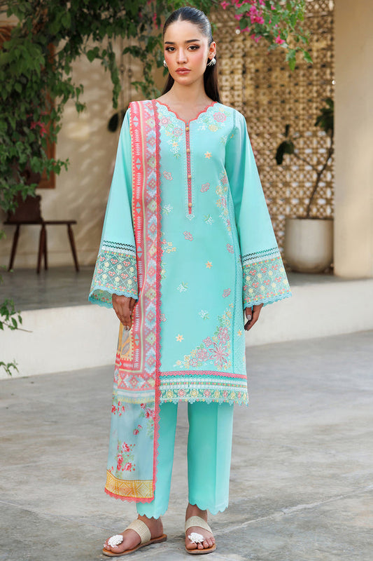 Farasha | Summer Weaves Embroidered Lawn | Ocean Veil XS Turquoise Lawn