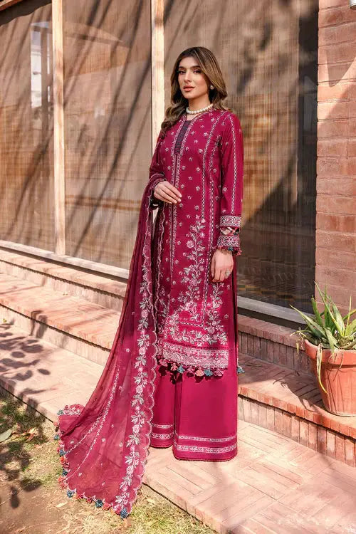 Farasha | Kaavish Lawn 24 | GARNET GLAM - Pakistani Designer Dress - by Farasha | Type: Luxury - 100% Original at Saira Sultan