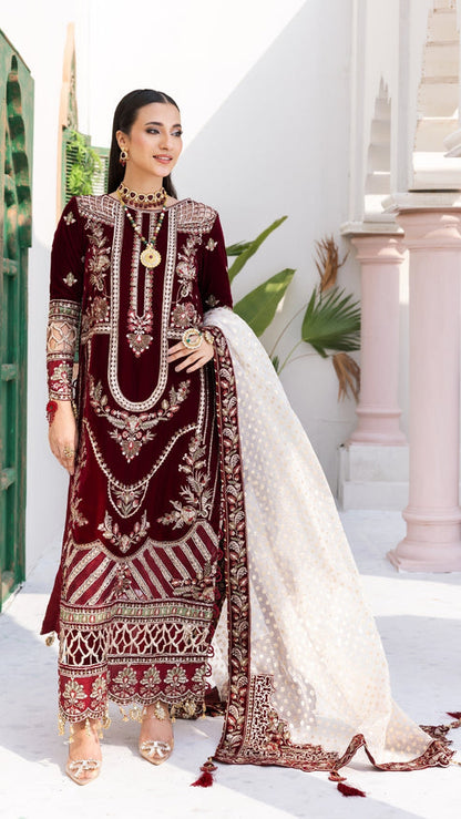 Zebtan | Andaz e Makhmal | ZAM-02 XS Maroon Velvet
