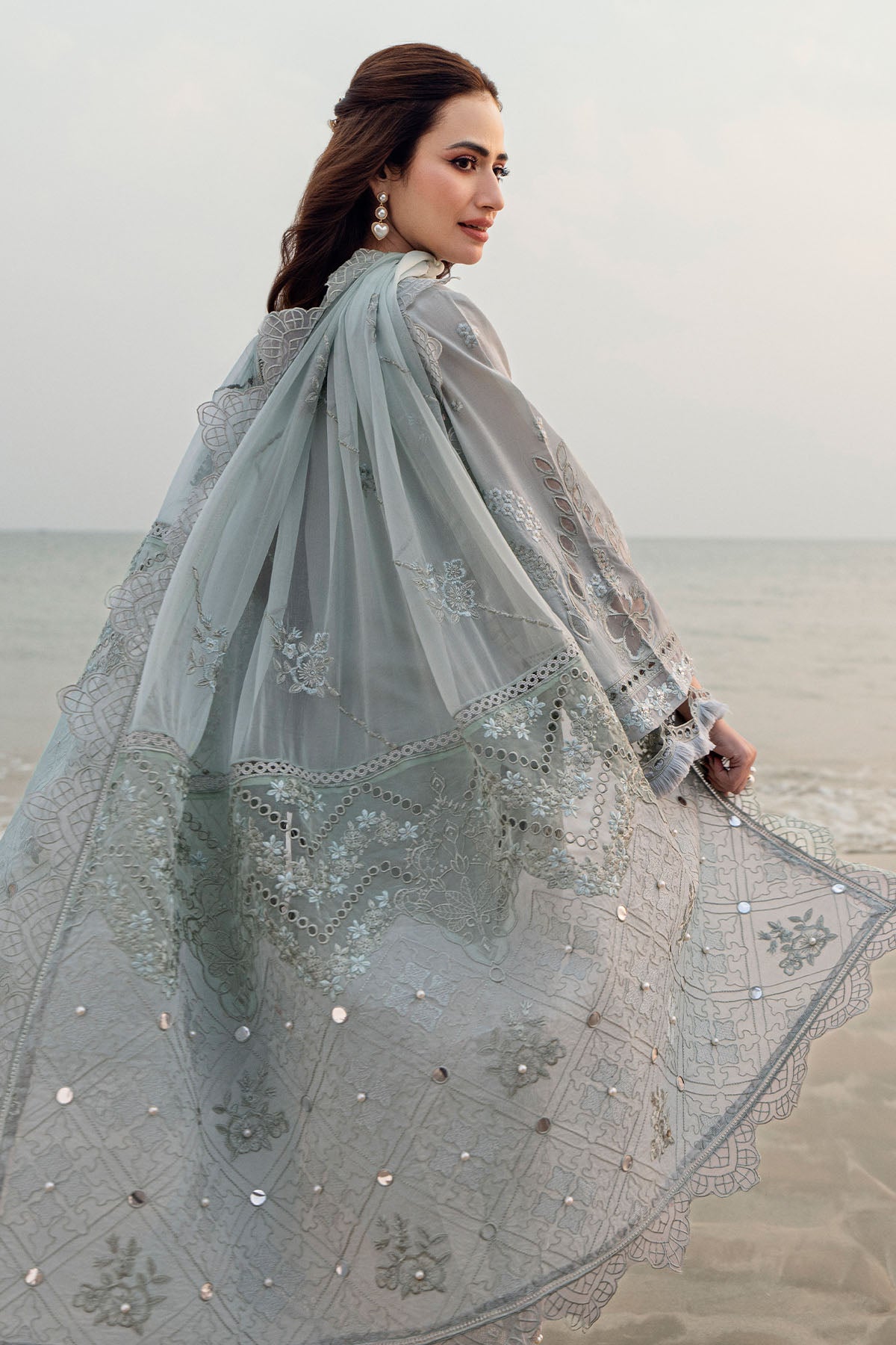 Nureh | Khuwab Luxury Lawn | NE-145 L Pastel Gray Lawn