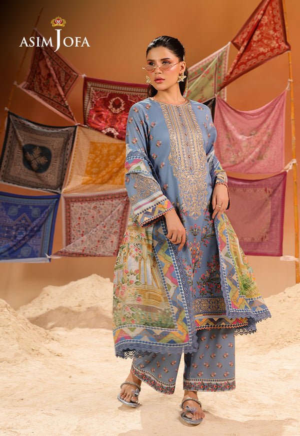 Asim Jofa | Summer Rhapsody | AJUBU-11 Printed Embroidered Lawn - Pakistani Designer Dress - by Asim Jofa - Type : Ladies Clothes - 100% Original at Saira Sultan
