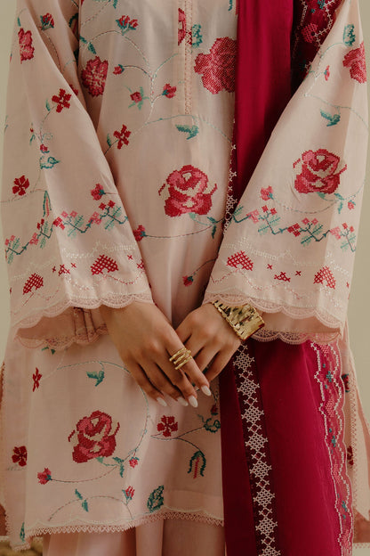 Zara Shahjahan | Coco Lawn 25 | Zufra-6A M Pale Peach Lawn