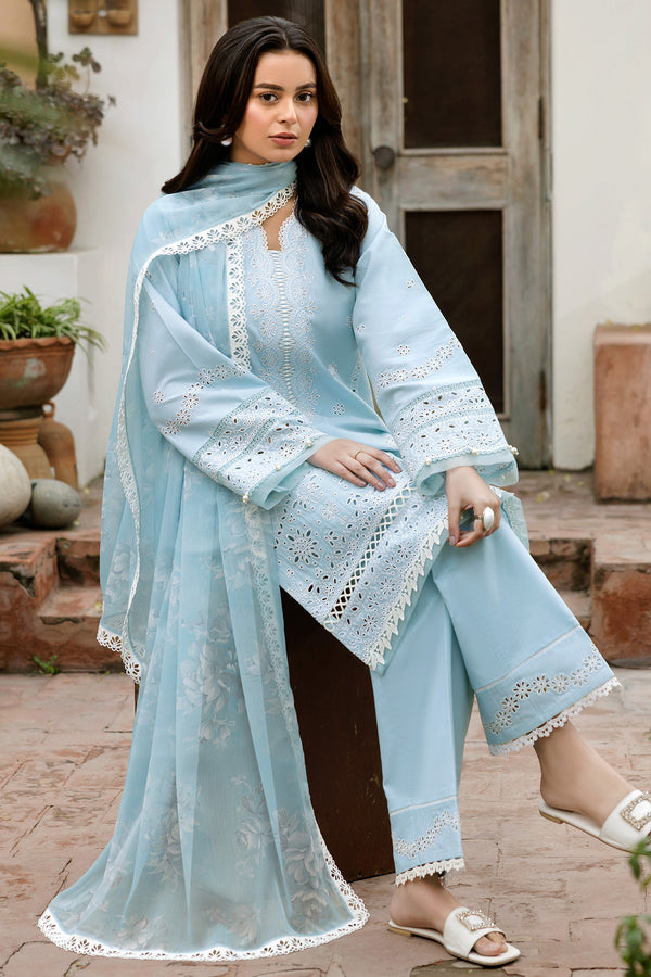 Farasha | Summer Weaves Embroidered Lawn | Sky Haze XL Sky Blue Lawn