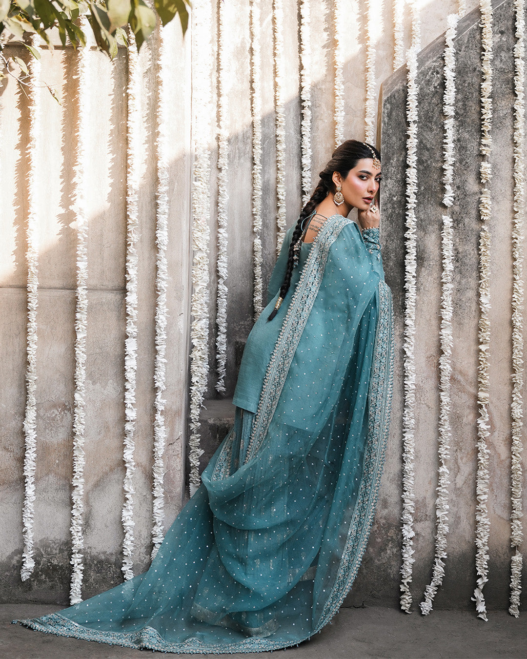 Faiza Saqlain | Zimmal Formals | Tisha S Teal Blue Korean Raw Silk