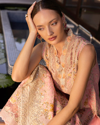 Faiza Saqlain | Zinnia Lawn 25 | Peony M Pink Lawn