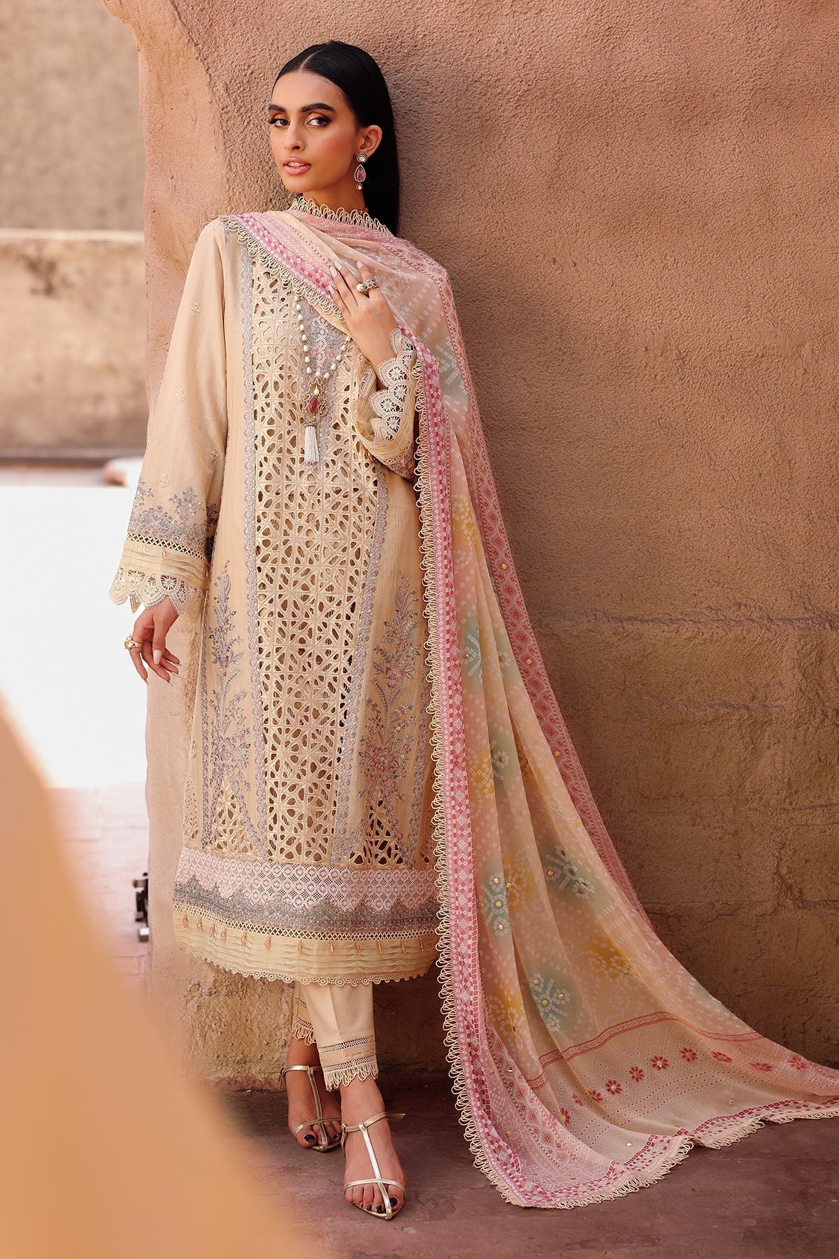 Nureh | Bazaar Lawn | NE-159 XL Beige Lawn