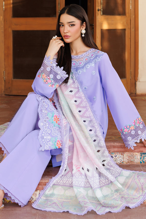 Farasha | Summer Weaves Embroidered Lawn | Lavender Dew Custom Size Lavender Lawn