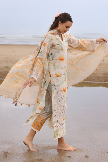 Nureh | Gardenia Embroidered Lawn 25 | NSG-169 L Ivory Lawn