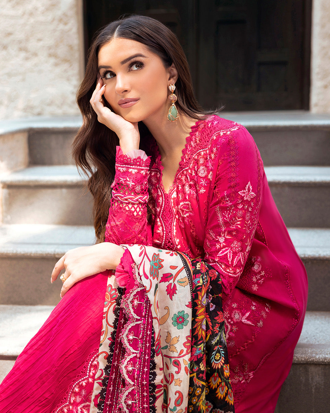 Faiza Saqlain | Zinnia Lawn 25 | Varda L Candy Pink Lawn