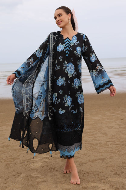 Nureh | Gardenia Embroidered Lawn 25 | NSG-171 L Black Lawn