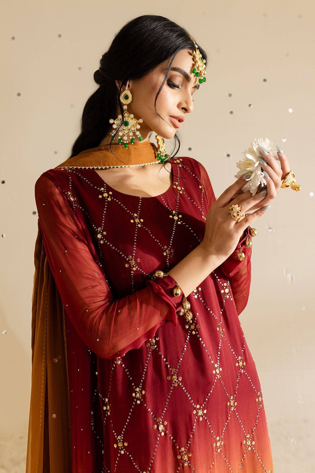 Nureh | Mukeshkari Formals | MK-09 M Rust Chiffon