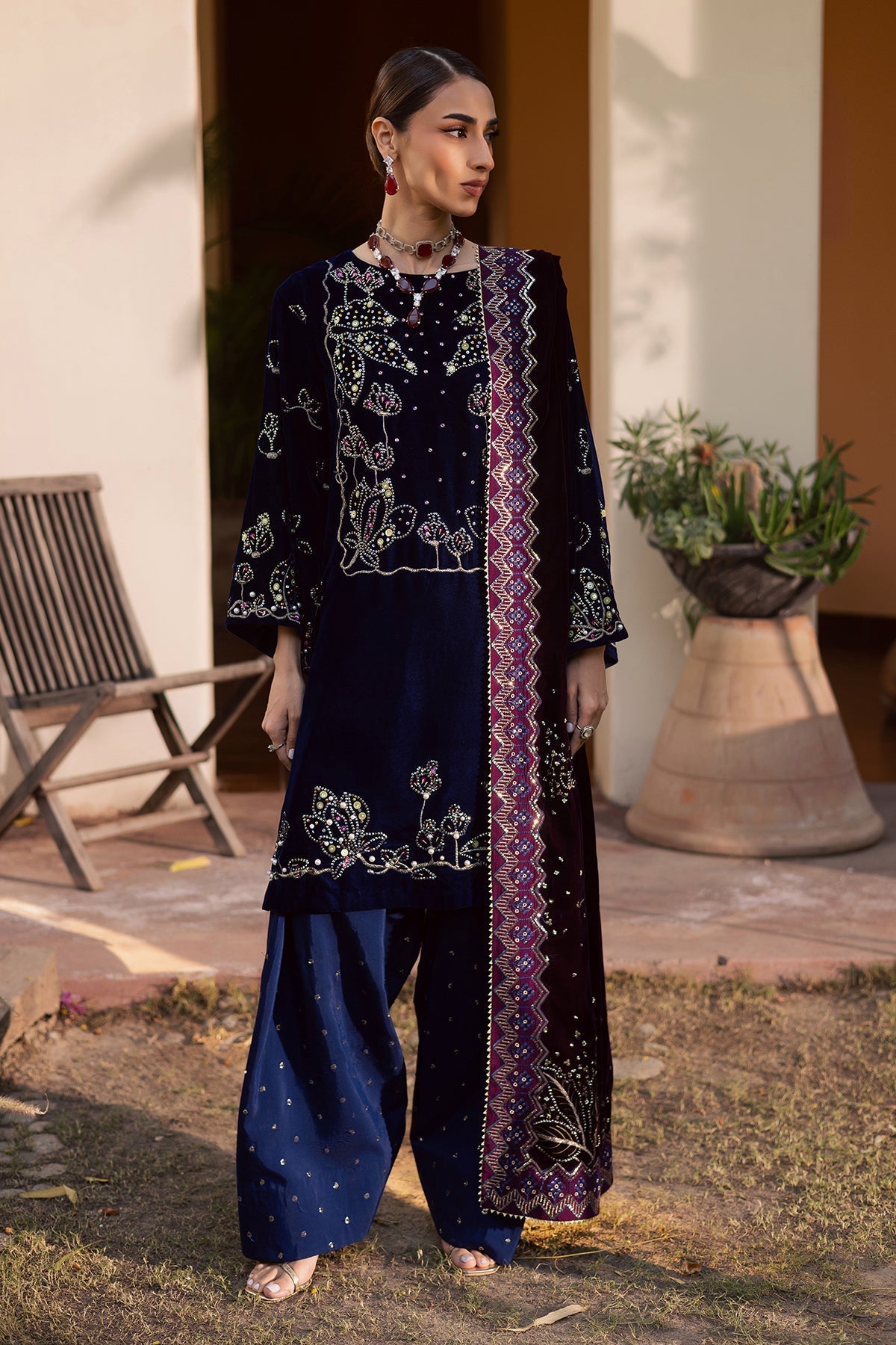 Nureh | Maya Velvet | NW-116 by Nureh - Designer Dress  - Type : Ladies Clothes - Available at Saira Sultan - 100% Original 