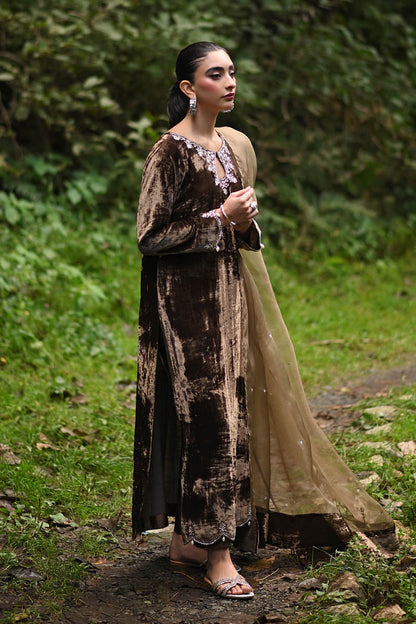 Hue Pret | Farasha Luxury Winter | Baran L Dull Brown Pure Velvet