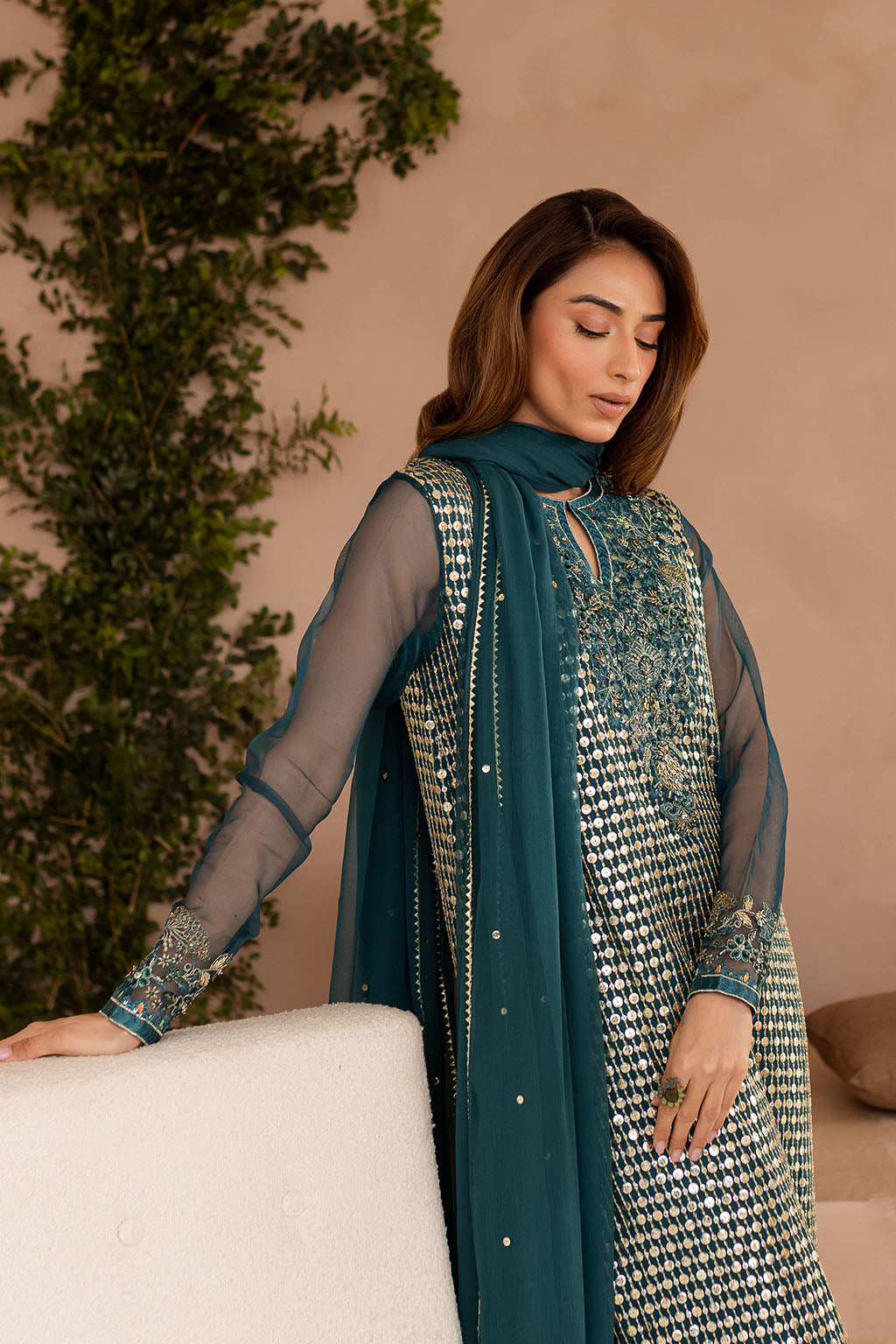 Vanya | Veranda Fromals | VR-03 M Teal Green Chiffon