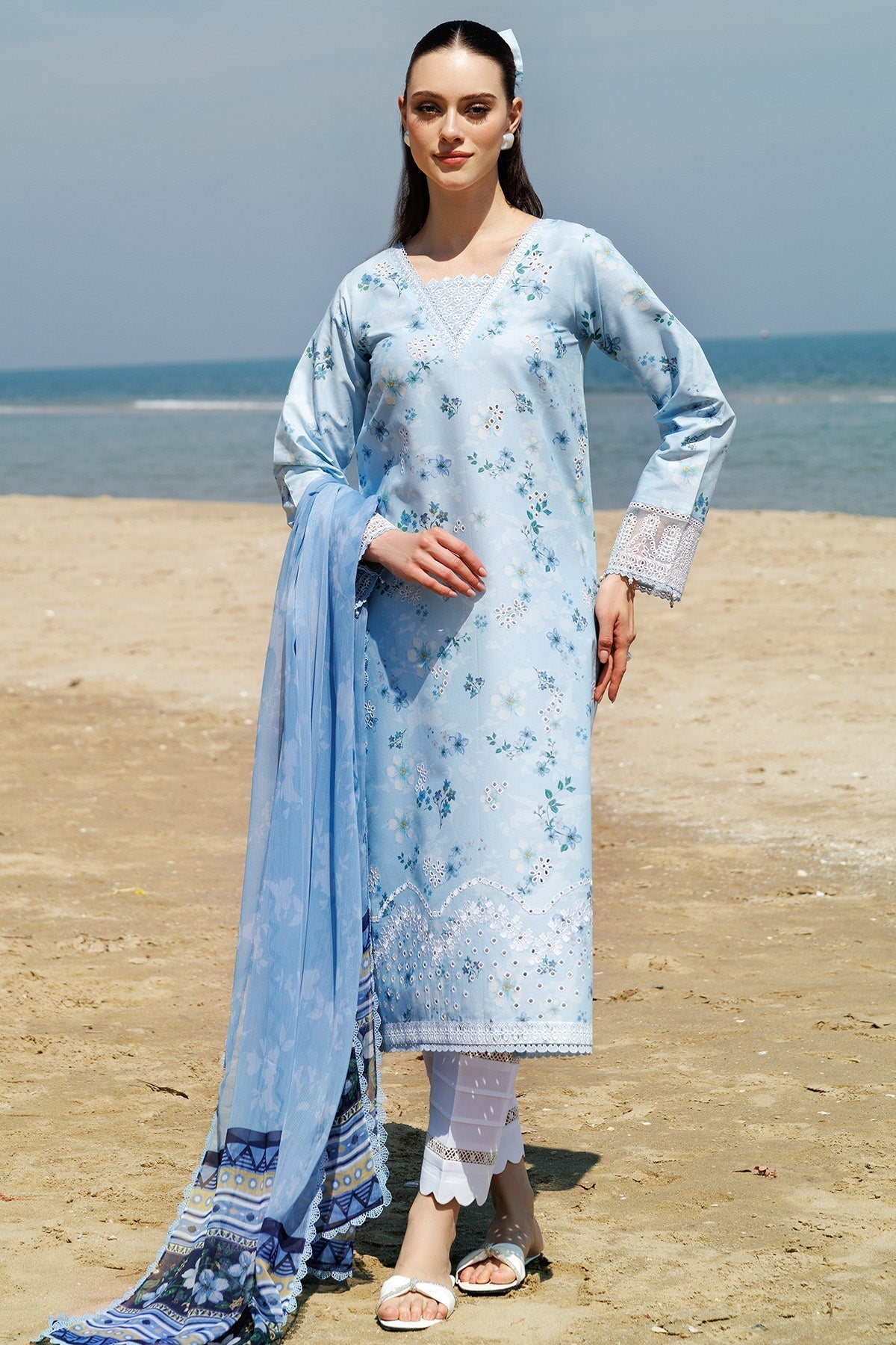 Farasha | Printed Essentials | Moonlit Blue XS Light Blue Lawn