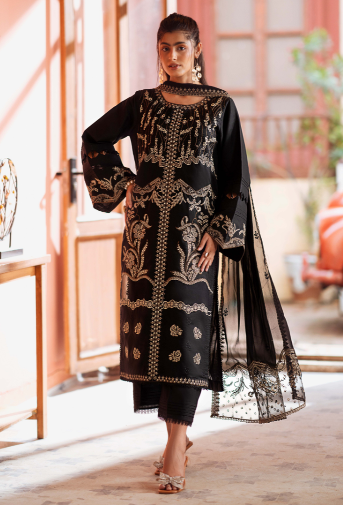 Humdum | Lala Rukh Lawn | Lalarukh - D03 XS Black Lawn