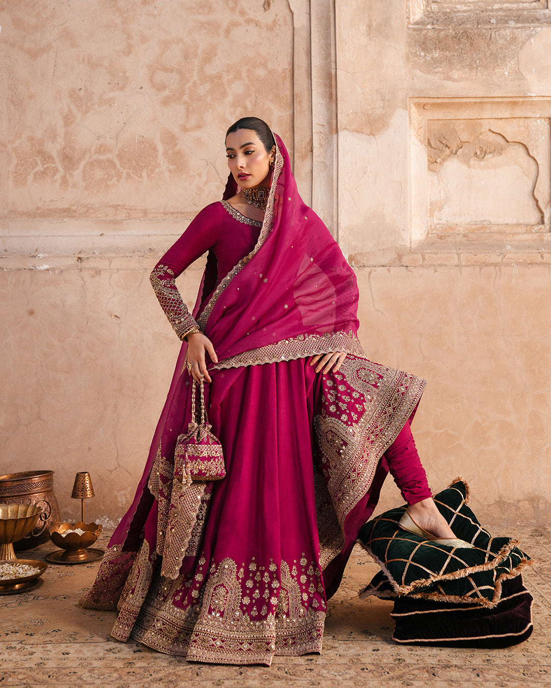 Faiza Saqlain | Zimmal Formals | Cassia L Korean Raw Silk Magenta