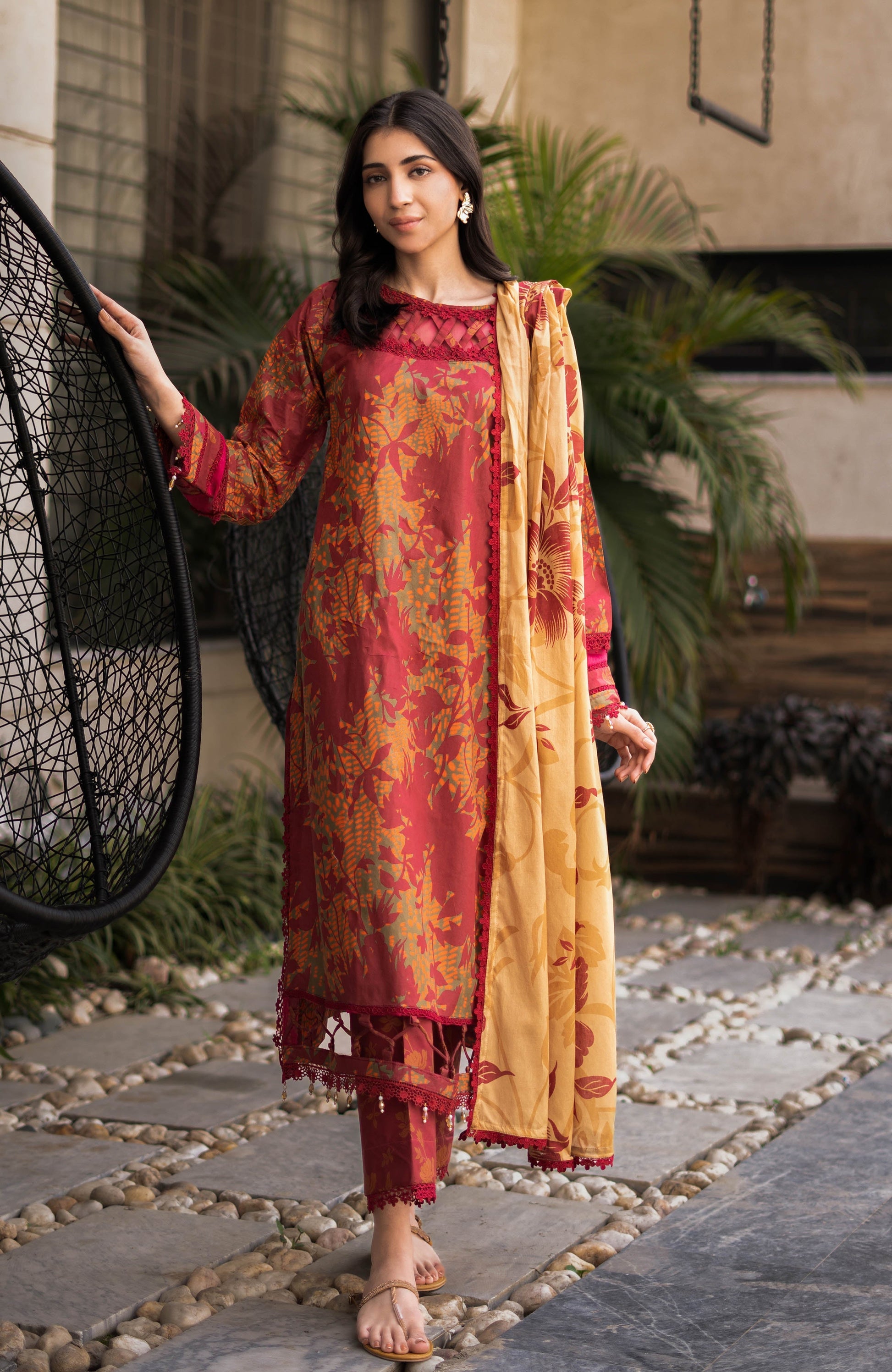 Alzohaib | Premium Prints 25 | AZP-25-06 M Maroon Digital Printed