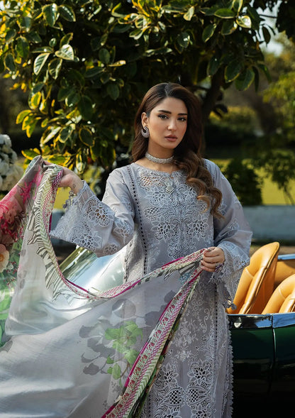 Kahf Premium | Luxury Lawn 25 | KLR-04 Lilia L Gray Lawn