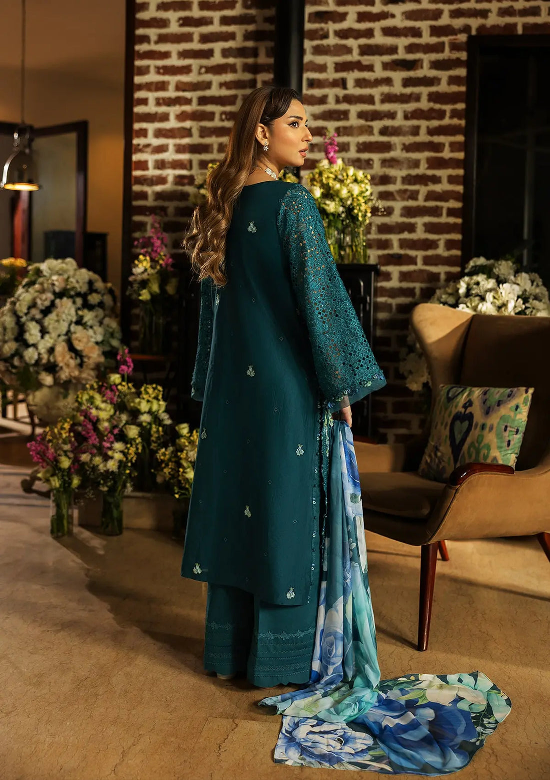 Kahf Premium | Luxury Lawn 25 | KLR-06 Whimsy S Teal Green Lawn