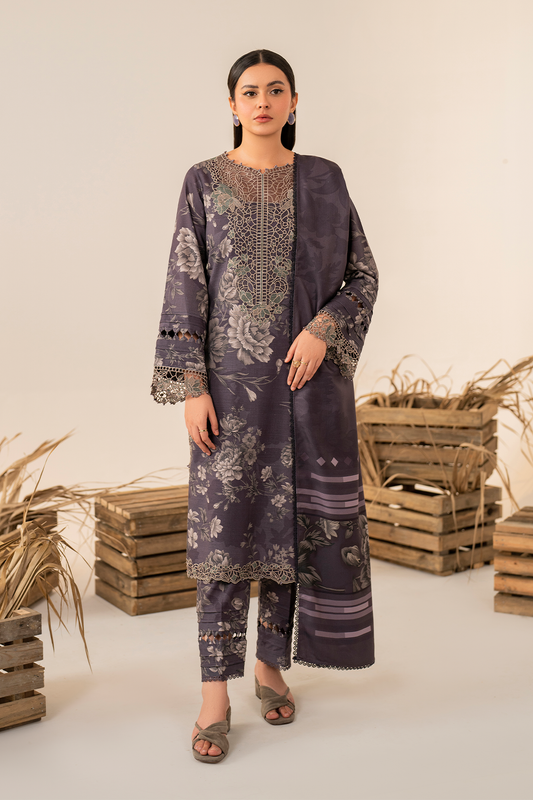 Iznik | Exclusive Winter | UE-349 XS Purple Gray Slub Khaddar
