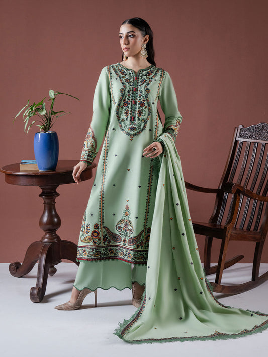Faiza Faisal | Winter Edit 2024 | DEFNE XS Pistachio Green Karandi