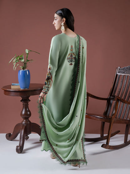 Faiza Faisal | Winter Edit 2024 | DEFNE S Pistachio Green Karandi