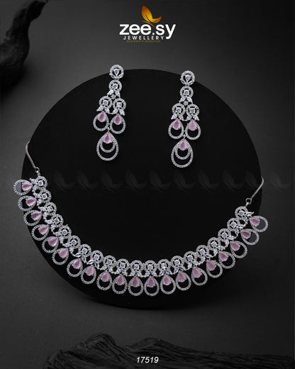 Intricate Necklace Silver Mint Pink