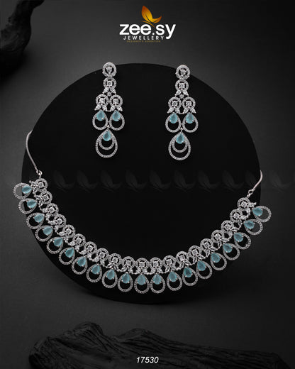 Intricate Necklace Silver Mint Green