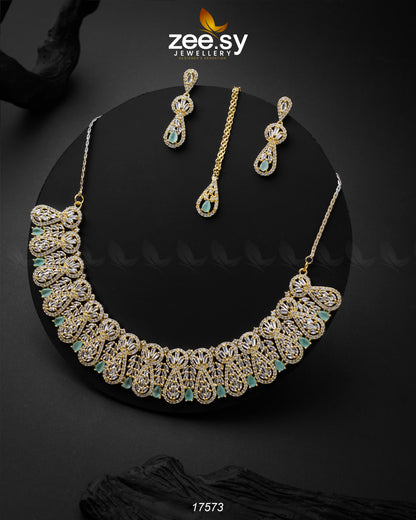 Glitz Necklace Golden Mint Green