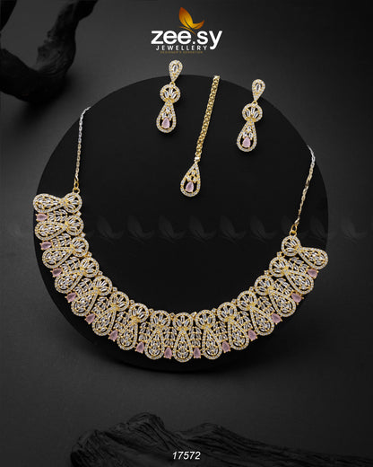 Glitz Necklace Golden Mint Pink