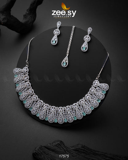 Glitz Necklace Silver Mint Green