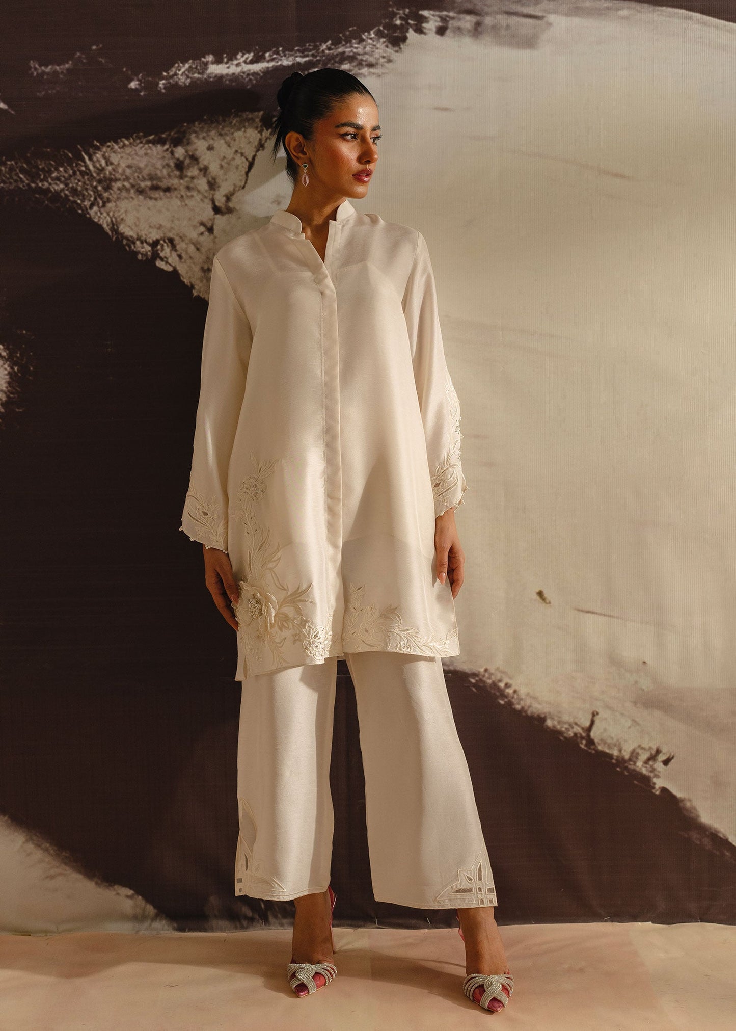 Mahgul | Eye of Cemal | Misty Floral XS Ivory Korean Raw Silk